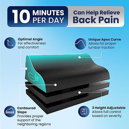 Lumbar Traction Block, Chiropractic Back Stretcher for Pain Relief, Lumbar Decompression, Lumbar Lordosis & Thoracic Kyphosis Correction