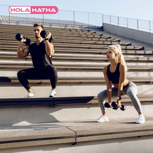 HolaHatha Hexagonal Rubber Dumbbell Weights Set, Home Gym Equipment - style: 15lb Pair