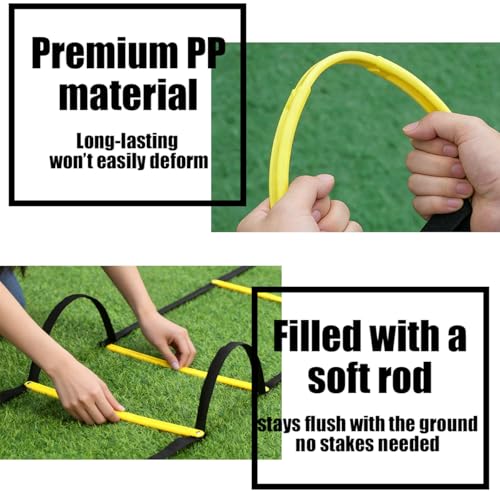 Tangle-Free Agility Ladder, 12 Fixed Rungs, 2 lb Heavy Duty, 18ft
