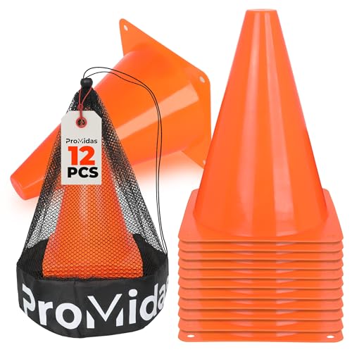 7 Inch (12/30 PCs) Soccer Cones for Training Kids with Mesh Bag - Small Traffic Cones for Sports Training - Flexible Conos for Soccer Practice, Basketball & Football Drills Equipment