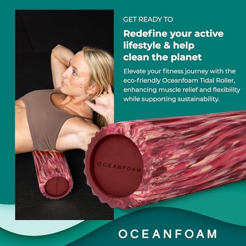 Tidal Roller - Maroon, Blush & Hot Pink Marbled - Muscle Massage Foam Roller for Back Pain & Stretching - Firm & Ergonomic Wide Wave Textured - Yoga & Athletics - Full Size, 20" x 5" - color: Maroon,blush & Hot Pink Marbled