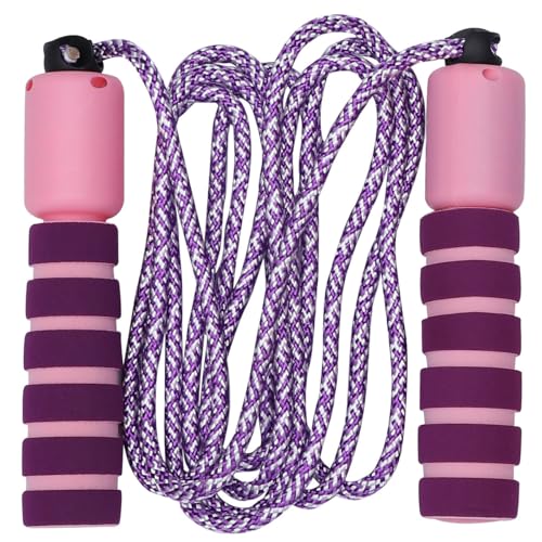 2pcs Counting Jump Rope Set, Cotton Rope with Digital Counter, Adjustable Length, Purple-pink Red-blue, Fitness Skipping for ’s Workout and Play