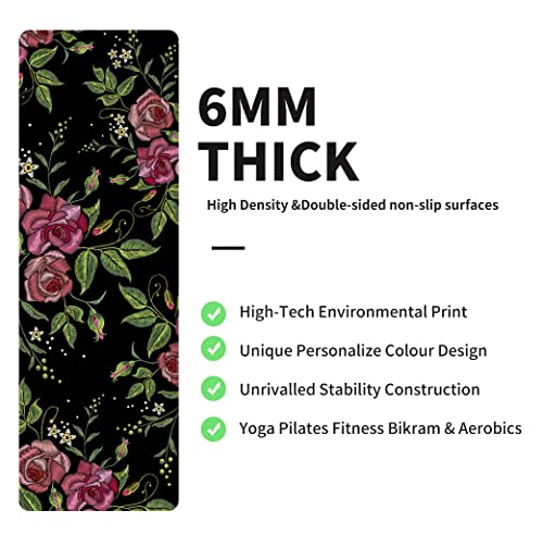 nuveti Yoga Mat Print Extra Thick TPE Non Slip Fitness Exercise Mat with Carrying Bag,72"x24" Extra Thick 6MM Exercise & Workout Mat for Yoga, Pilates Fitness and Floor Exercises - color: JYMG