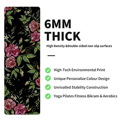 nuveti Yoga Mat Print Extra Thick TPE Non Slip Fitness Exercise Mat with Carrying Bag,72"x24" Extra Thick 6MM Exercise & Workout Mat for Yoga, Pilates Fitness and Floor Exercises - color: JYMG