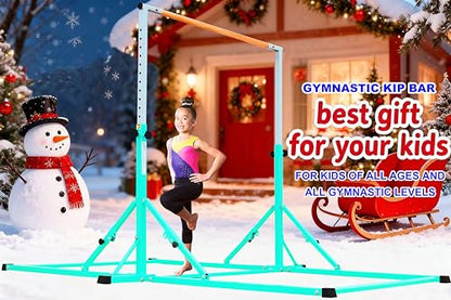 MARFULA Gymnastic Kip Bar for Kids Teens Ages 3-25 of All Gymnastic Levels - color: Teal (New Style - 8 Ft Base)