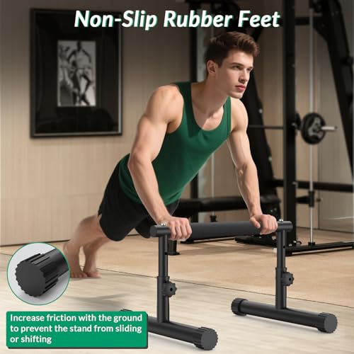 IMAYCC Push Up Bar, Adjustable 7.5" and 10.6" High Parallettes Bars & Dip Bar With Full-Cover Foam Grips, No Wobbling Calisthenics Equipment For Handstand, L-Sit, Gymnastics, Strength Training Home Gym - color: B