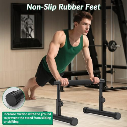 IMAYCC Push Up Bar, Adjustable 7.5" and 10.6" High Parallettes Bars & Dip Bar With Full-Cover Foam Grips, No Wobbling Calisthenics Equipment For Handstand, L-Sit, Gymnastics, Strength Training Home Gym - color: B