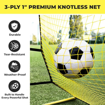 2 in 1 Soccer Rebounder Net & Board, Dual-Sided Rebounder for Solo/Team Practice, High-Bounce Soccer Bounce Back Net for Passing,Volley, Football Trainer Net with Board Wall for All Players