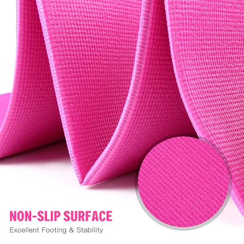 Foldable Yoga Mat Non Slip Exercise Mat 4mm PVC Portable Fitness Workout Mat for Pilates Yoga Floor Exercise Travel Compact Lightweight 68" x 24 "