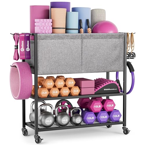 Yoga Mat Storage Rack Workout Equipment Organizer Home Gym Organization - color: Premium Large&Black