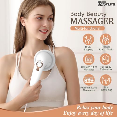 Handheld Cellulite Massager, Body Sculpting Machine, Lymphatic Drainage Massager, Stomach Massager with Lipo Roller for Belly Fat, Electric Vibrating Massage wand for Butt Waist Leg Arms Used at home. - style: White & 8 heads & 2 Mesh covers