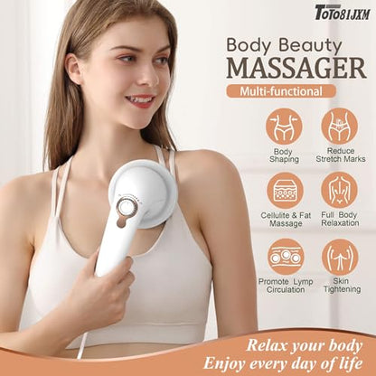 Handheld Cellulite Massager, Body Sculpting Machine, Lymphatic Drainage Massager, Stomach Massager with Lipo Roller for Belly Fat, Electric Vibrating Massage wand for Butt Waist Leg Arms Used at home. - style: White & 8 heads & 2 Mesh covers