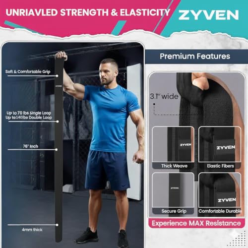 Premium Performance 76" Extended-Length High-Resistance Bands for Ultimate Strength, Mobility, and Plyometric Workouts - color: Black Long Belt