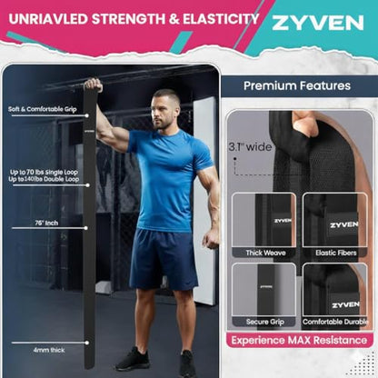 Premium Performance 76" Extended-Length High-Resistance Bands for Ultimate Strength, Mobility, and Plyometric Workouts - color: Black Long Belt