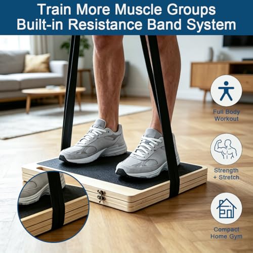 Wooden Extra Wide Slant Board with Resistance Band for Exercise