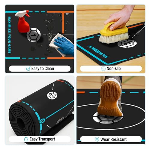 Soccer Training Mat with Integrated Ladder & Cones | 4-in-1 Football Footwork Agility Trainer for Team Practice | Non-Slip Speed & Ball Control Exercise Mat