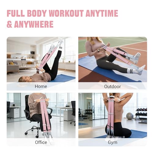 Foot Pedal Resistance Band for Women Core Workout, Fabric Resistance Band with Handles 150lb Full-Body Exercise Band for Arm & Leg Muscle Training, Adjustable & Fixed Length Options - style: Adjustable