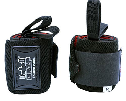 Grip Power Pads Wrist Wraps 2 Wraps for Weight Lifting Wrist Support Cotton Wraps Gym Bandage Straps for Men & Women Premium Quality & PRO Rubber