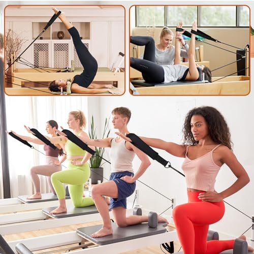 Pilates Straps - Double Loop D-Ring Straps for Reformer, Padded, Home Gym Workout