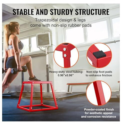 Plyometric Jump Boxes 12/18/24 Inch, 3-Piece Set - Anti-Slip Fitness Platform for Home Gym, Strength & Agility Training, Step Up Exercise Box