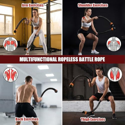 TOMSHOO 2PCS Ropeless Battle Ropes Portable Weighted Workout Ropes for HIIT Arm Exerciser Rope Cordless Home Gym Equipment for Men & Women