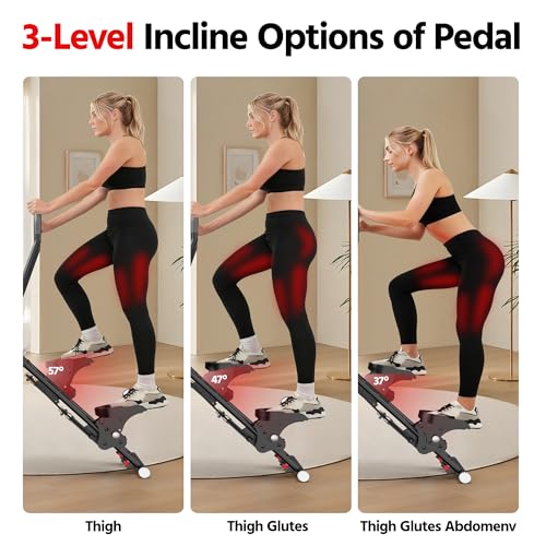 Stair Stepper for Home Gym Exercise, New Version Compact Folding Stair Climber with Quiet Shock-Absorbing Spring, Adjustable Resistance, Long Foam Grip, Stairmaster for Full-Body Workout Equipment