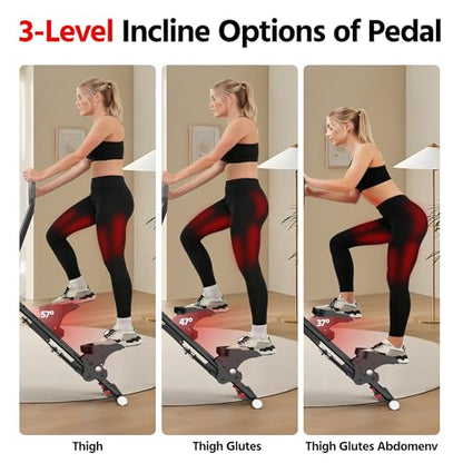 Stair Stepper for Home Gym Exercise, New Version Compact Folding Stair Climber with Quiet Shock-Absorbing Spring, Adjustable Resistance, Long Foam Grip, Stairmaster for Full-Body Workout Equipment