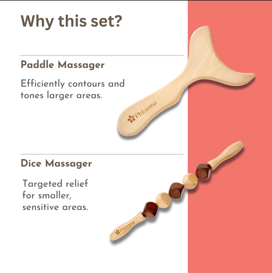 Wood Therapy Massage Tools 4-in-1 kit | Body Shaping, Lymphatic Drainage Massager, Anti-Cellulite Massager| Wood Massage Tool