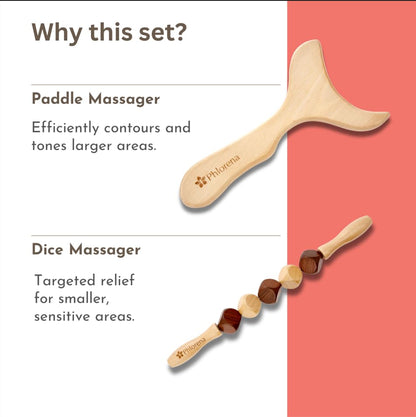 Wood Therapy Massage Tools 4-in-1 kit | Body Shaping, Lymphatic Drainage Massager, Anti-Cellulite Massager| Wood Massage Tool