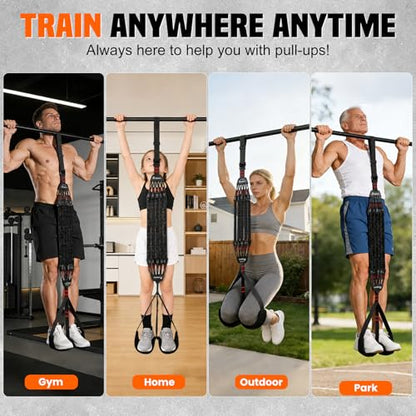 Adjustable Pull Up Assistance Band, Heavy Duty Assisted Pull Up Bands Support 375lbs, Upgrade Pull Up Bar Resistance Band for Assist Pullup Home Gym Strength Training