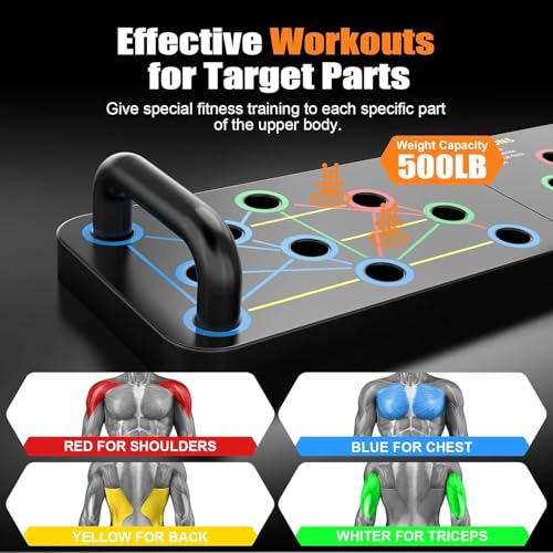 Push Up Board - Pushup Bars Handles Portable Foldable Workout Exercise Fitness Chest Muscle Exercise Professional Equipment Burn Fat Strength Training Arm Men & Women