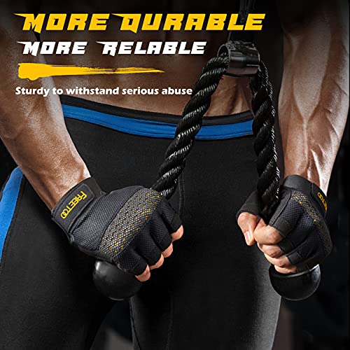 FREETOO Workout Gloves for Men, Weight Lifting Gloves with Full Palm Protection, Ultra Ventilated, Cushion Pads and Silicone Grip - size: Small