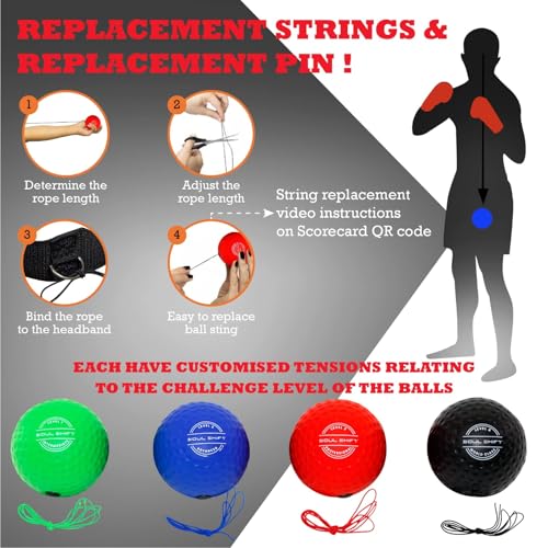 Soul Shift - Boxing Reflex Ball – Dual Competition Set | 2 Adjustable Headbands + 2 Training Balls + App Included | Speed, Agility & Hand-Eye Coordination for Adults & Kids | MMA Training Equipment