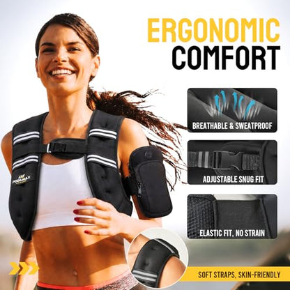 Weighted Vest for Women, Comfort-Fit with Adjustable Straps & Phone Bag, 6/8/12/16/20/25/30LB Womens Weighted Vest for Faster Weight Loss, Walking Strength Training Running