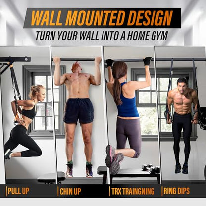 Yes4All Heavy Duty Wall Mounted Pull Up Bar – Multi-Grip Pull Ups / Pull Up Bar Ceiling Mount / Joist Mount for Home Gym - color: A. Heavy Duty