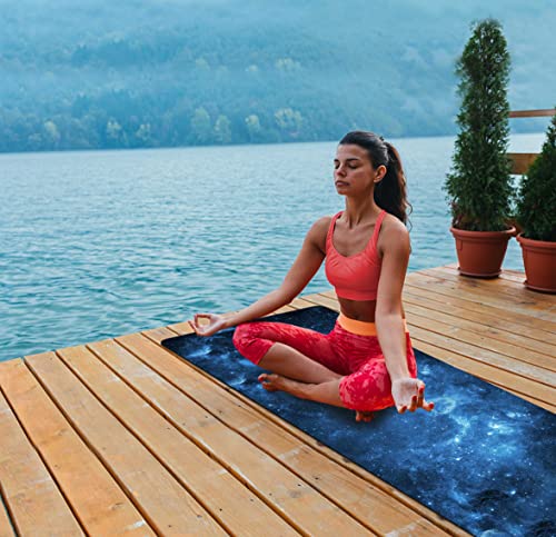 nuveti Printed Travel Yoga Mat-1/16 Inch Thick Non Slip Fitness Workout Mat with Carrying Bag, Foldable Lightweight Suede & Natural Rubber Yoga Mat for Yoga Pilates and Fitness 72" L x 24" W x 1.5mm - color: MengHuan