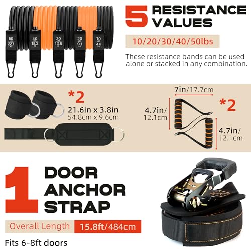 Resistance Band Door Ratchet Anchor with 6 Points - Portable Home Workout Anchor (Fits 6-7.7ft Doors)