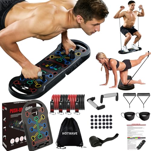 Push Up Board Fitness, Portable Foldable 20 in 1 Push Up Bar at Home Gym, Pushup Handles for Floor. Professional Strength Training Equipment For Man and Women - color: Black