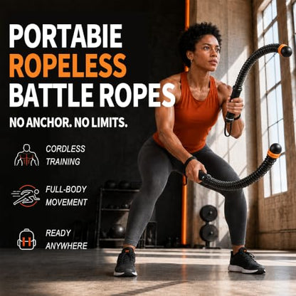 2-Pack Cordless Battle Ropes with Adjustable Weights, 3 lbs Total (1.5 lbs Each) Weighted Ropeless Training Ropes for Home Gym & Apartment, Silent Indoor HIIT Workout Equipment for Men & Women