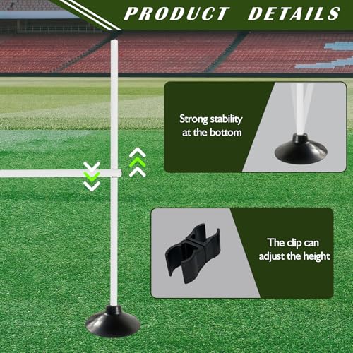 TNZMART 4.9 FT and 3.3 FT White Agility Poles Adjustable Hurdles for Soccer Football Speed Training Equipment Track and Field