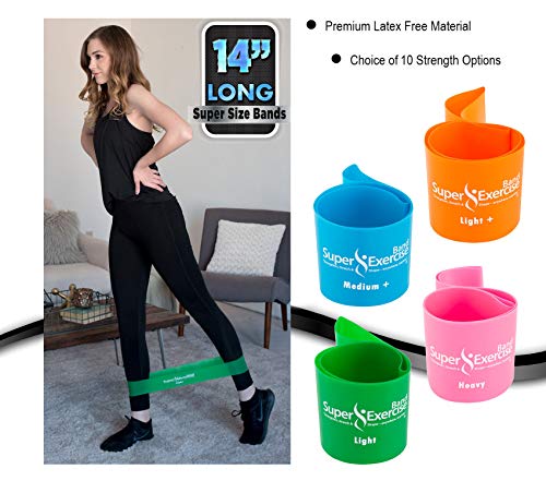 USA 14" x 3" Extra Long Latex Free Mini Loop and Flat Resistance Band 5 Set. in Light, Medium or Heavy Strength. Includes an Exclusive iPhone App, E-Book, and Carry Bag. - color: a. LIGHT STRENGTH GREEN Set
