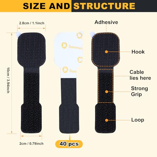 SummerBrite Under Desk Cable Management, Reusable Wire Organizers, 40 Pack - color: Black-40pcs