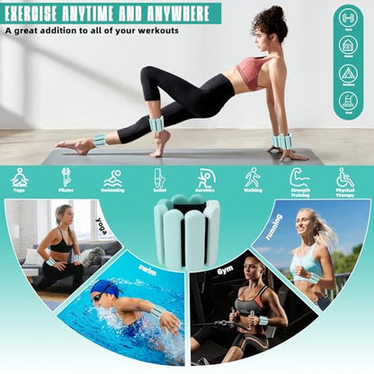 Ankle Weights for Women Men, Silicone Wrist Weights Set of 2 - Wearable Leg Weights/Arm Weights Ideal for for Home Gym Workout, Running, Yoga, Pilates, Barre, Exercise, Strength Training