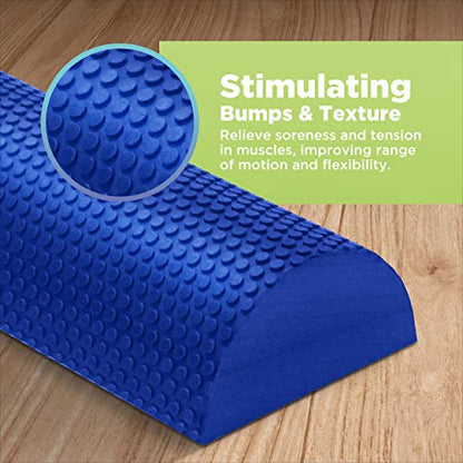 High Density EVA Foam Roller for Physical Therapy – Deep Tissue Massager with Textured Bumps for Myofascial Release & Fitness Training - Lightweight & Durable 18" Half Foam Roller – Made in the USA - size: 18" Half Roller