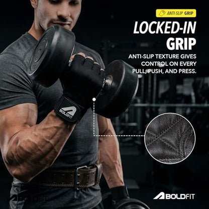 Boldfit Gym Gloves for Men & Women with Wrist Support Accessories for Weightlifting, Training, Exercise, Cycling Gloves, Bike Riding Gloves - size: Large (L)
