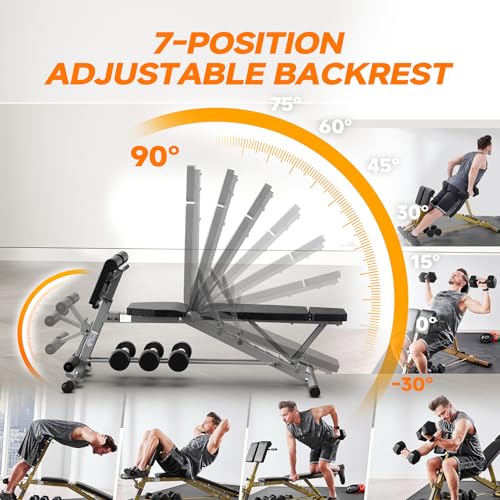 Adjustable Weight Bench with Preacher Curl & Hyper Extension, Roman Chair for Full Body Strength Training