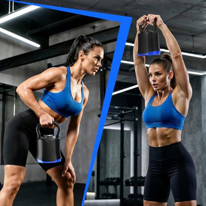 Adjustable Kettlebell，6-in-1 Quick Change Adjustable Kettlebell Set (6.5-40 LBS) for Home Gym - Space-Saving Design with Scratch-Resistant Rubber Base to Protect Floors, Two-Way Rotating Handle for Full Body Workouts