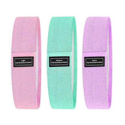 Hip Resistance Bands Set of 3, Fabric Loop Bands for Glutes, Legs and Squats, Light Medium Heavy, 15-45 lbs
