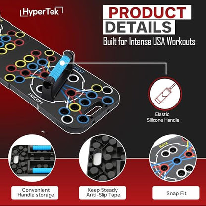 Hybertek 27 in 1 Pro Push Up Board | Multi Functional Foldable Push Up Stand for Strength Training, Fat Burning & Full Body Workout at Home | Muscle Training Push Up Bar Board for Men & Woman Fitness
