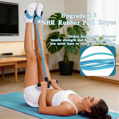 Pedal Resistance Bands with Handles, New Model 6 Tube Resistance Foot Pedal, Multifunctional Rubber Resistance Bands, Suitable for Waist, Arms, Abdomen, and Legs - color: blue
